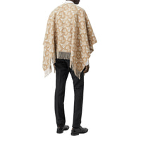 LIGHT SAND Cape en laine mérinos et cachemire tissés en jacquard Monogram