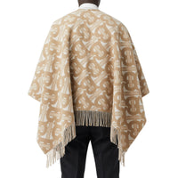 LIGHT SAND Cape en laine mérinos et cachemire tissés en jacquard Monogram