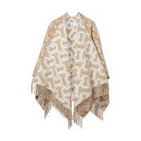 LIGHT SAND Cape en laine mérinos et cachemire tissés en jacquard Monogram