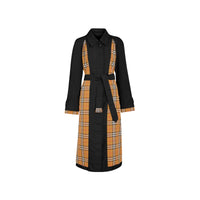 Caban en gabardine tropicale à panneaux vintage check - Noir & miel