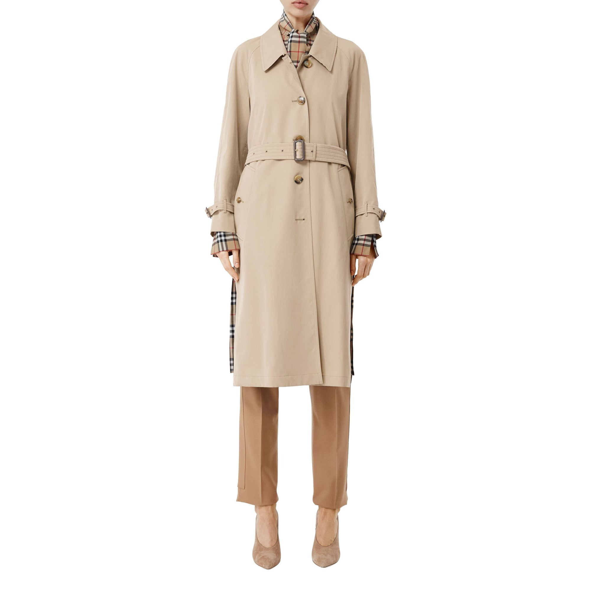Trench en gabardine tropicale avec fente latérale - Taupe clair