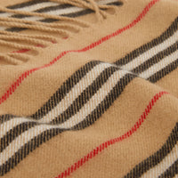 ARCHIVE BEIGE Écharpe à franges en cachemire à rayures iconiques