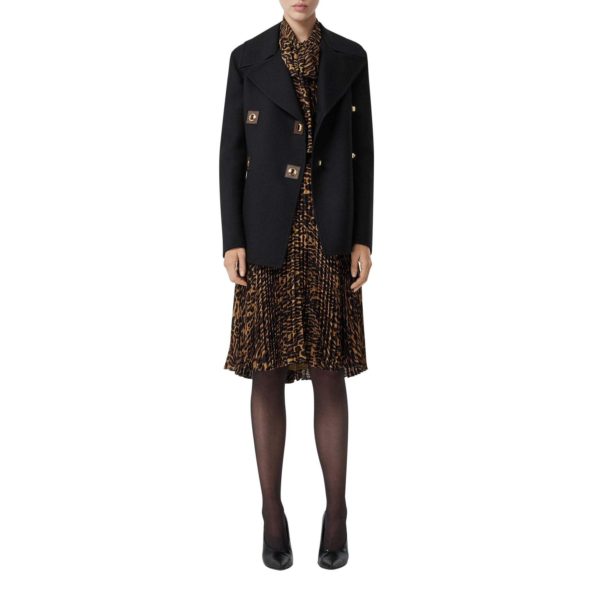 Caban en laine double face - Noir