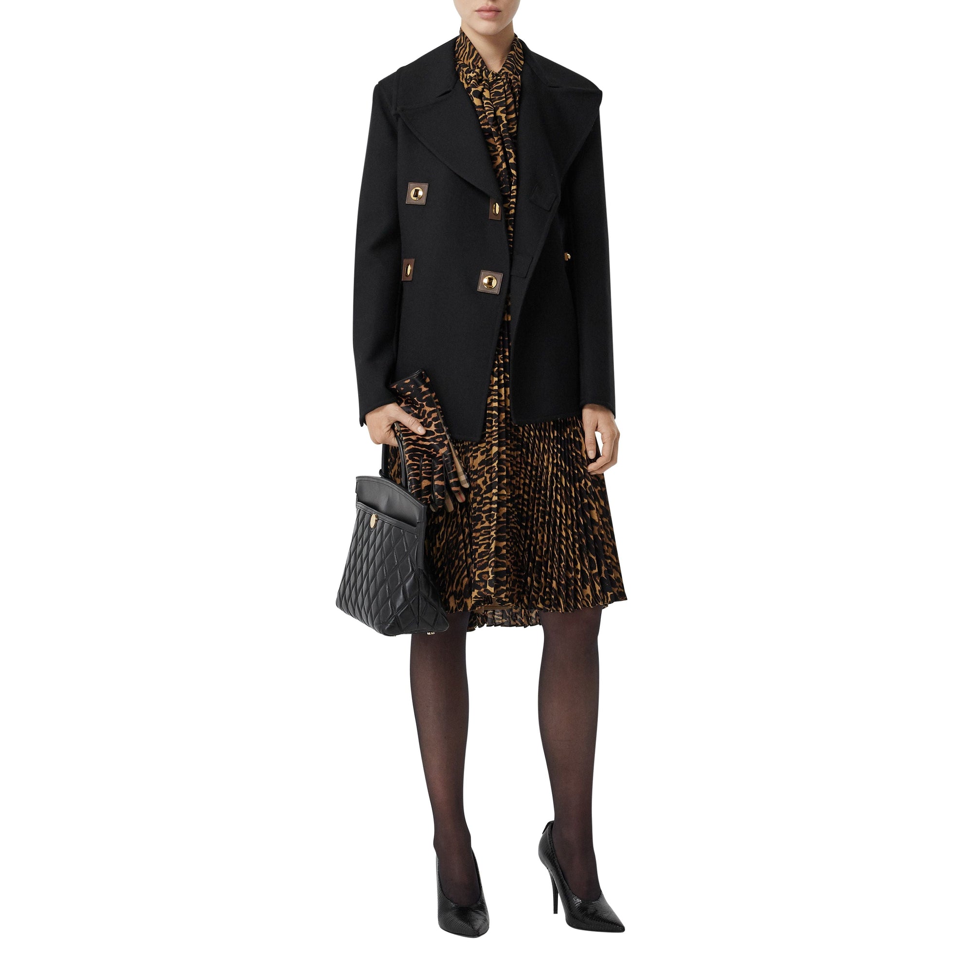 Caban en laine double face - Noir