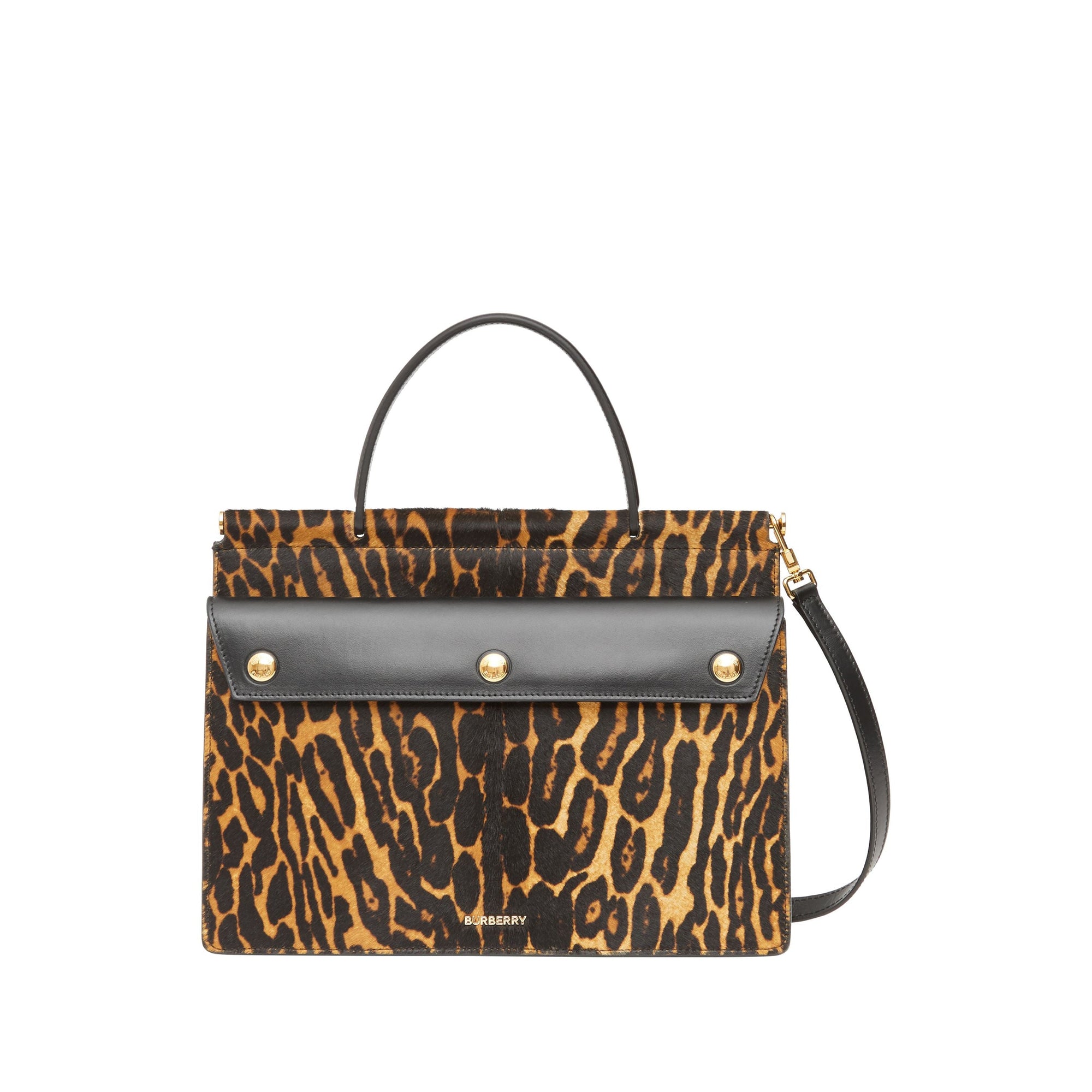 Petit sac title à imprimé léopard avec poche - Noir
