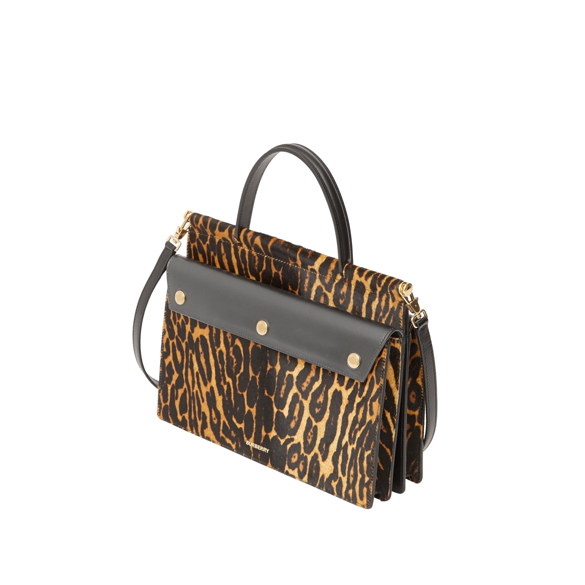Petit sac title à imprimé léopard avec poche - Noir