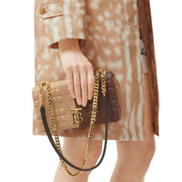 SOFT FAWN/DARK MOKA Petit sac Lola en cuir d'agneau matelassé et color-block