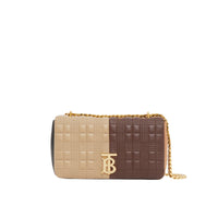 SOFT FAWN/DARK MOKA Petit sac Lola en cuir d'agneau matelassé et color-block
