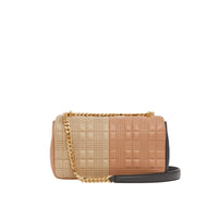 SOFT FAWN/DARK MOKA Petit sac Lola en cuir d'agneau matelassé et color-block