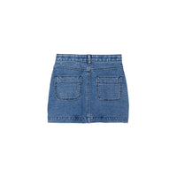 Jupe en denim japonais avec logo - Indigo