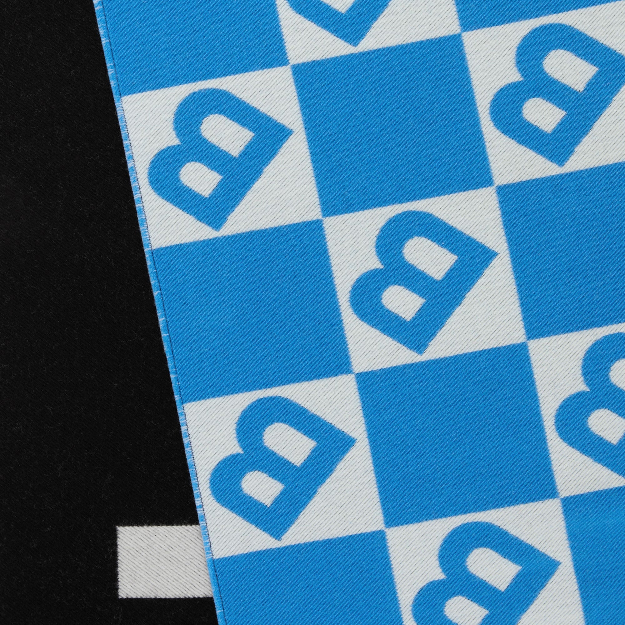 Écharpe en laine et soie avec logo en jacquard - Bleu azur