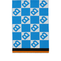 AZURE BLUE Écharpe en laine et soie avec logo en jacquard