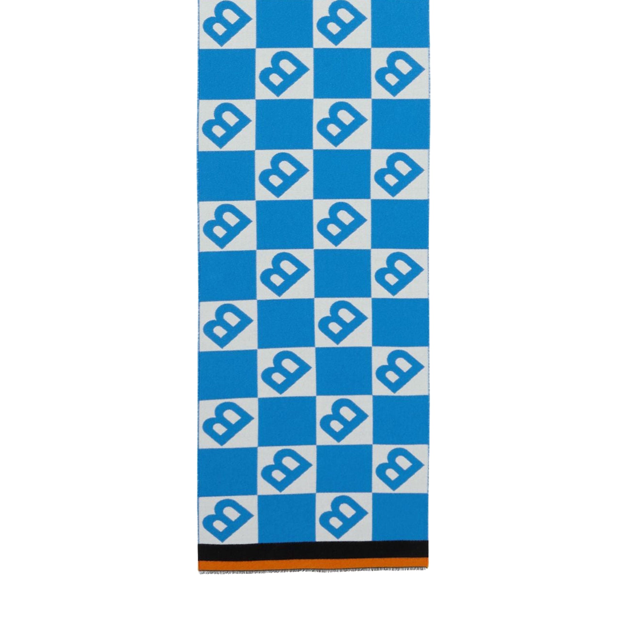 Écharpe en laine et soie avec logo en jacquard - Bleu azur