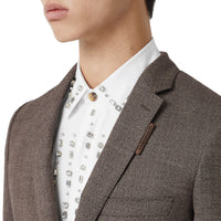 DARK BROWN Costume slim en laine