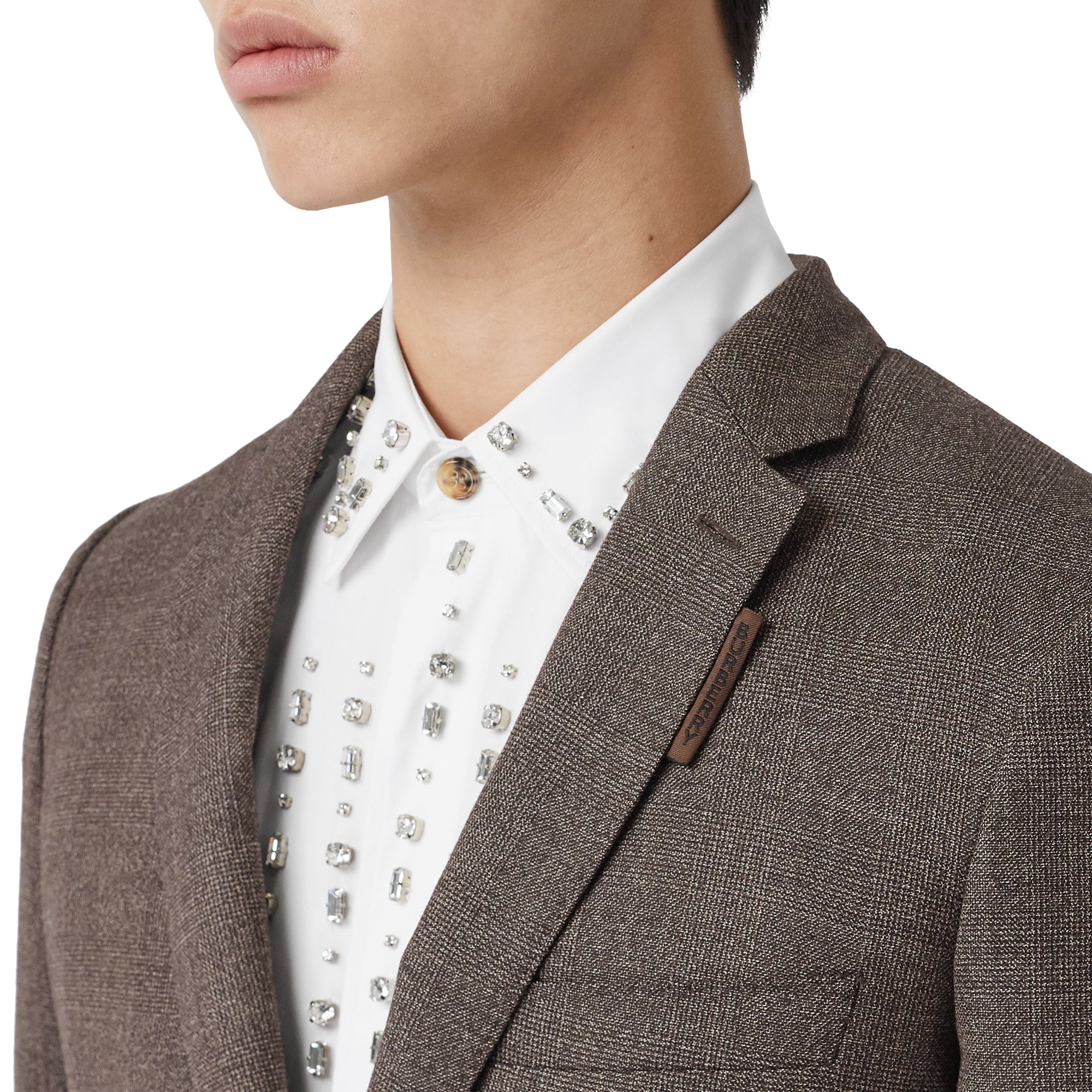 DARK BROWN Costume slim en laine
