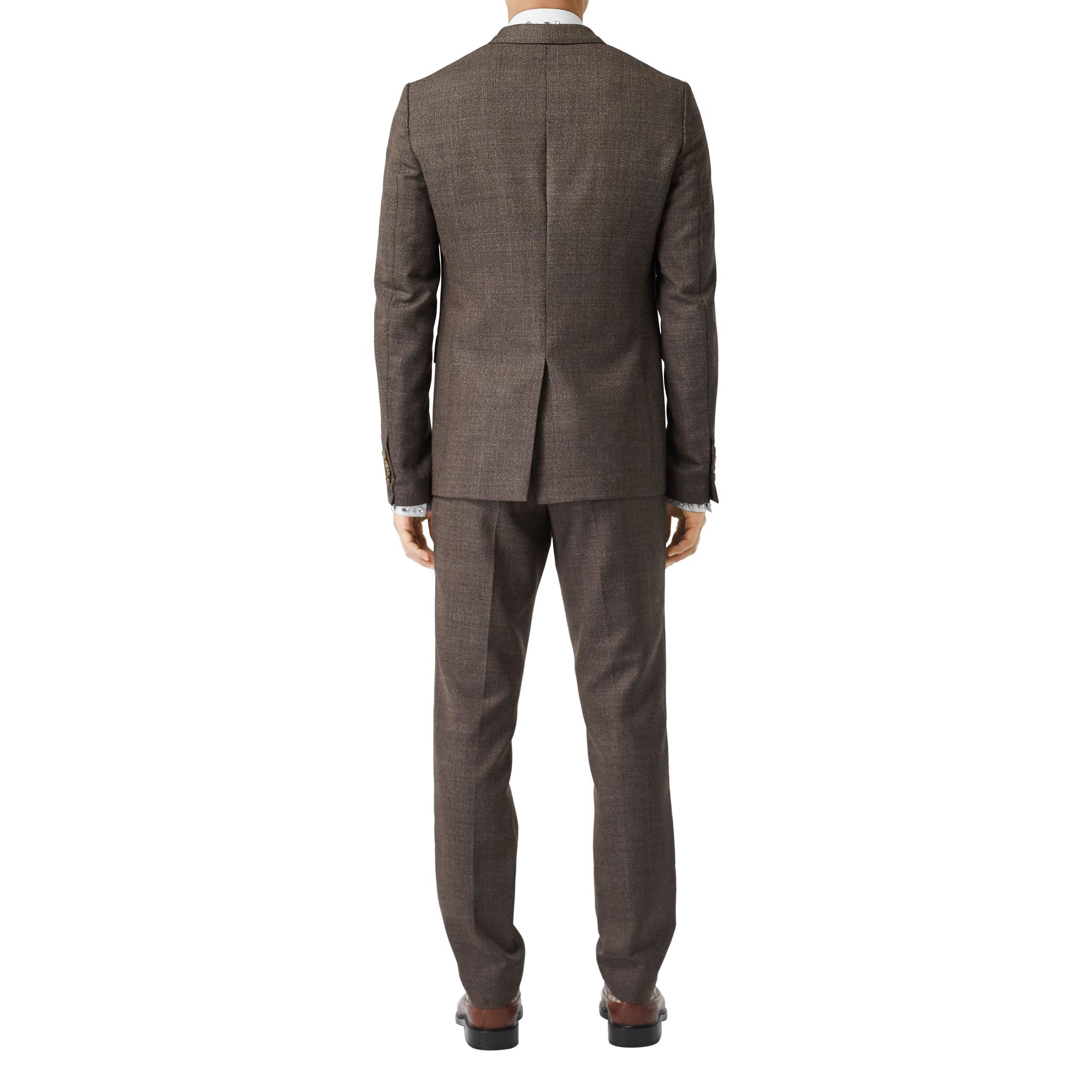 DARK BROWN Costume slim en laine