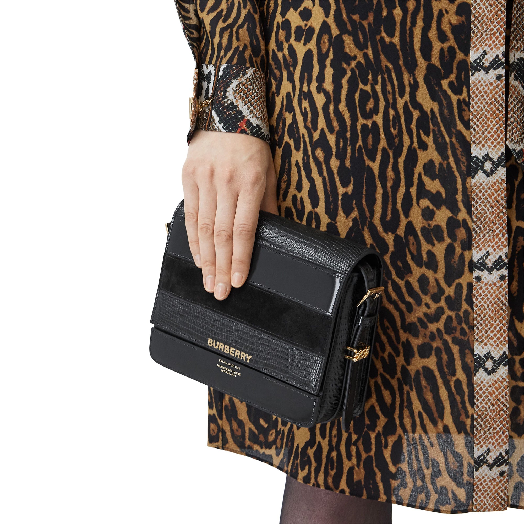 BLACK Petit sac Grace en cuir de cerf et cuir velours