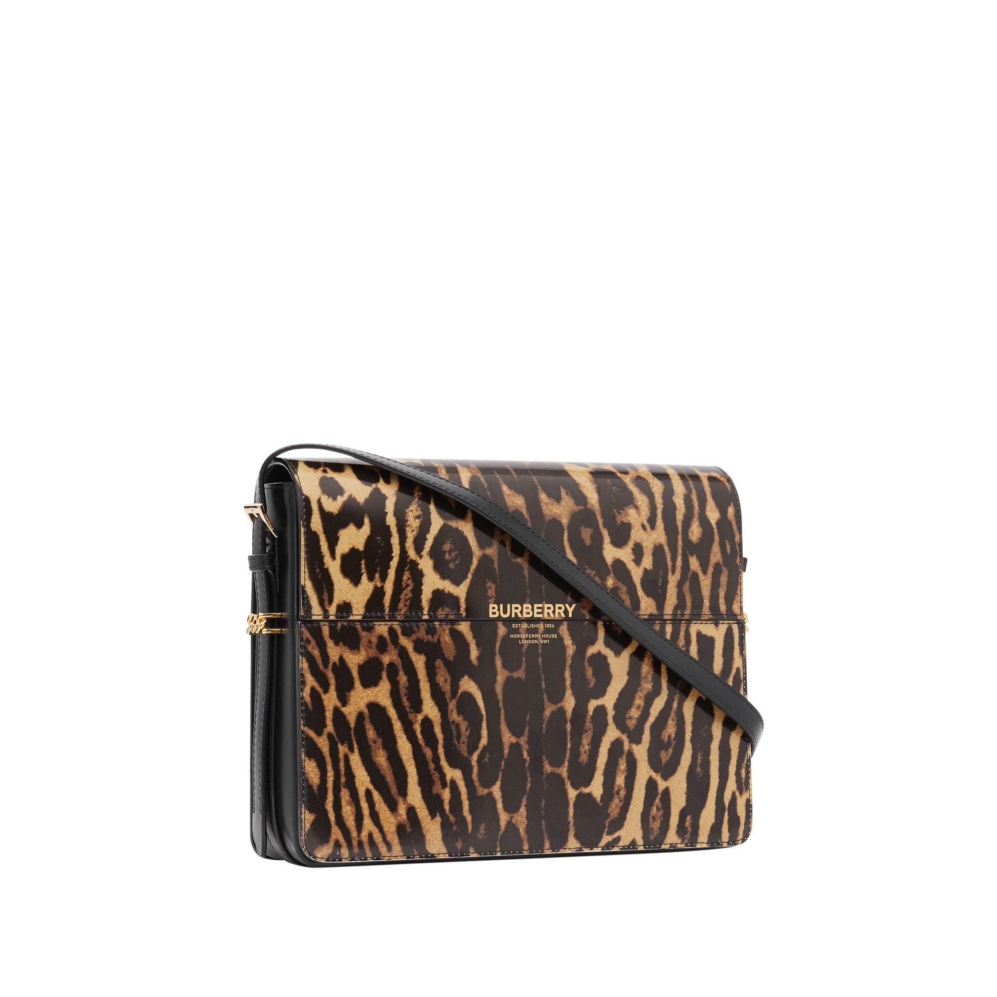 DARK MUSTARD Grand sac Grace en cuir à imprimé léopard