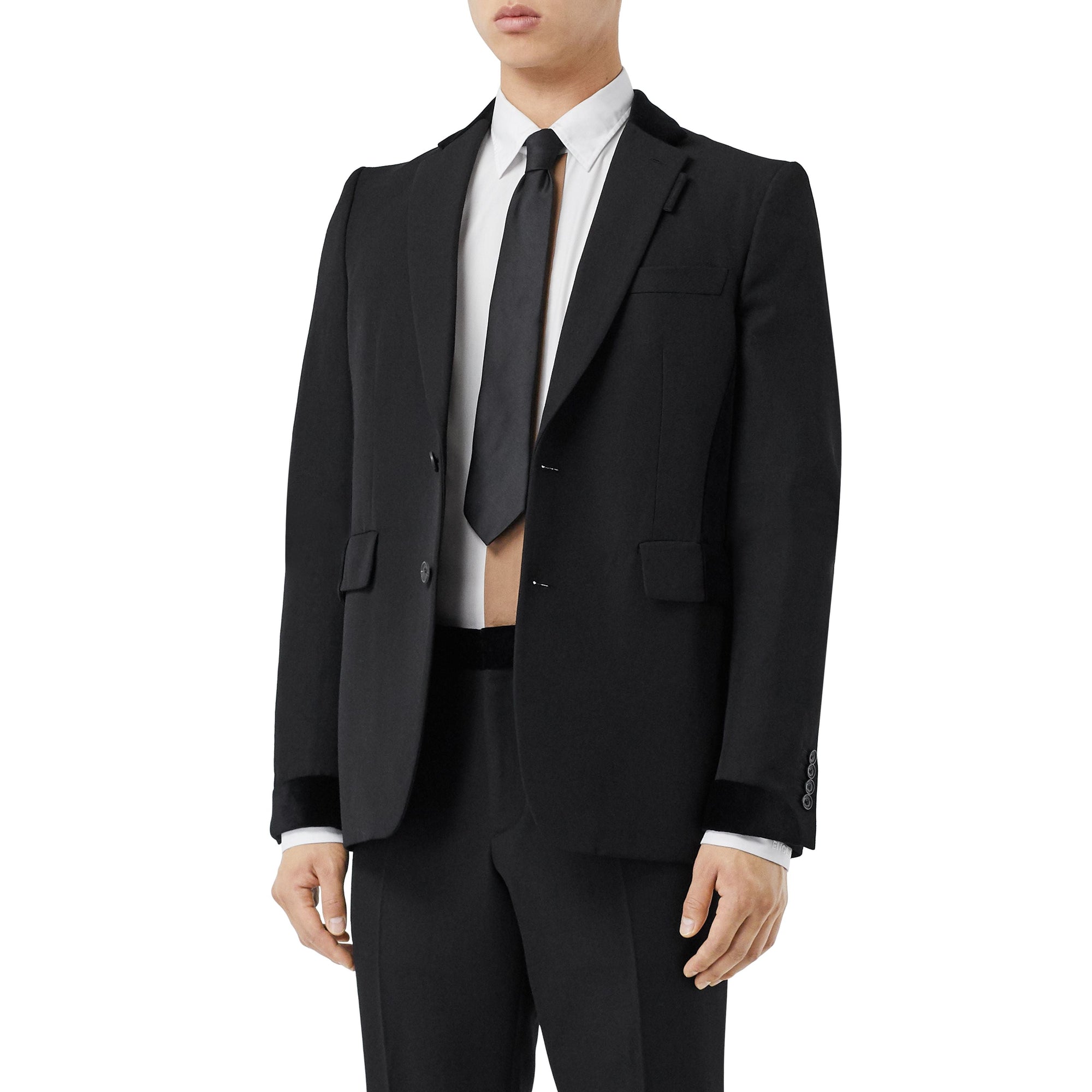 BLACK Veste de costume classique en laine avec velours