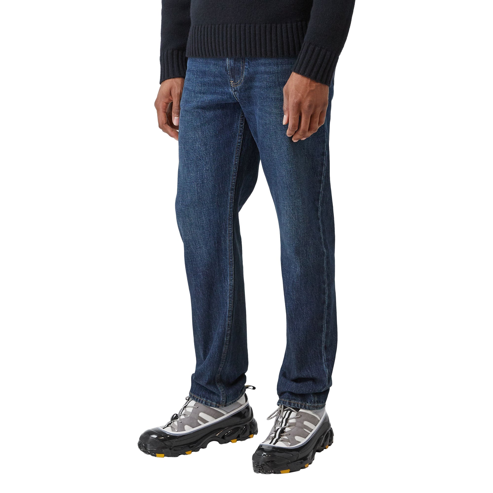 DARK INDIGO Jean droit délavé