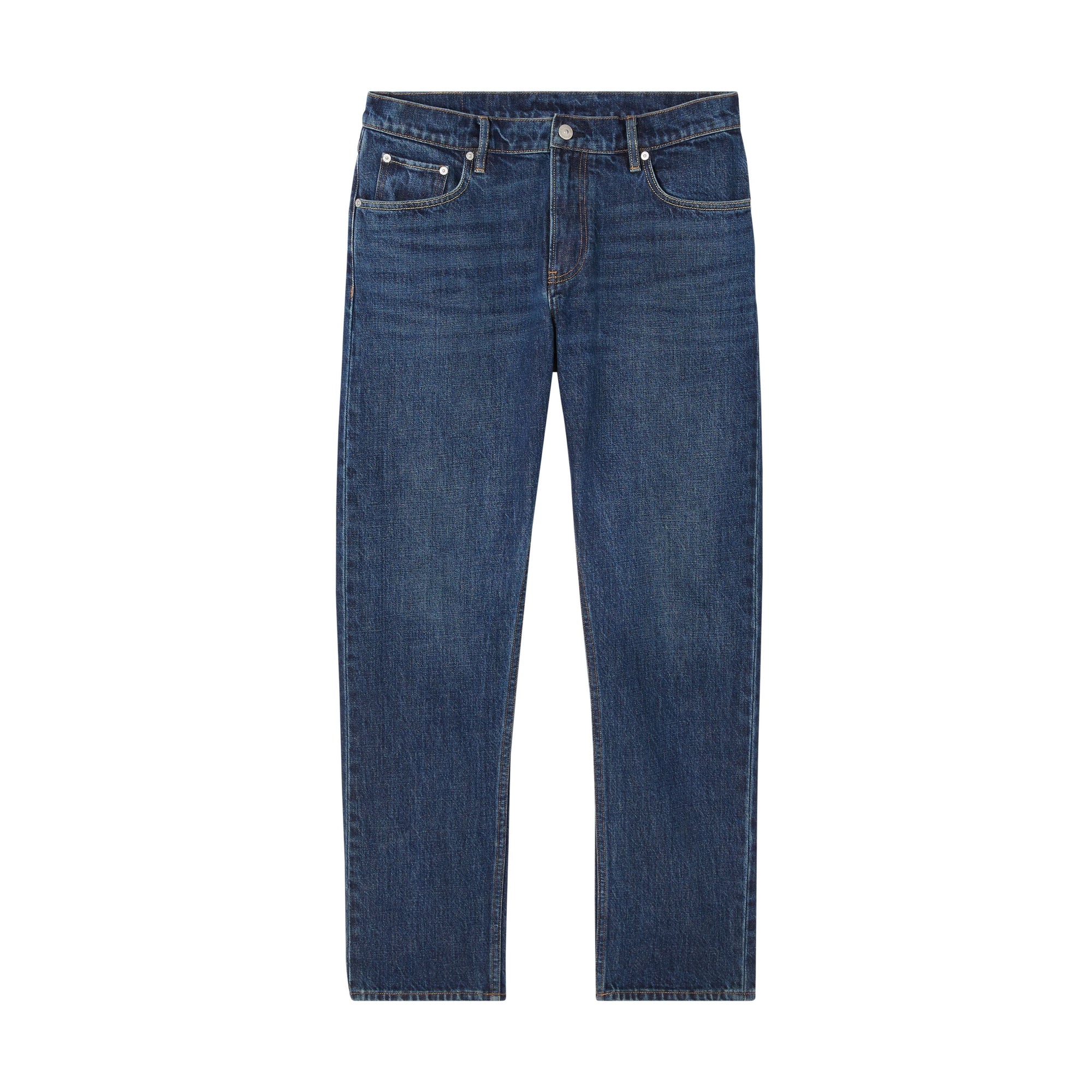 DARK INDIGO Jean droit délavé