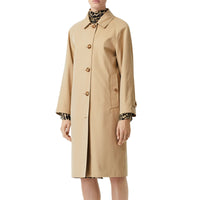 Paletot en gabardine de coton avec doublure à imprimé léopard - Miel