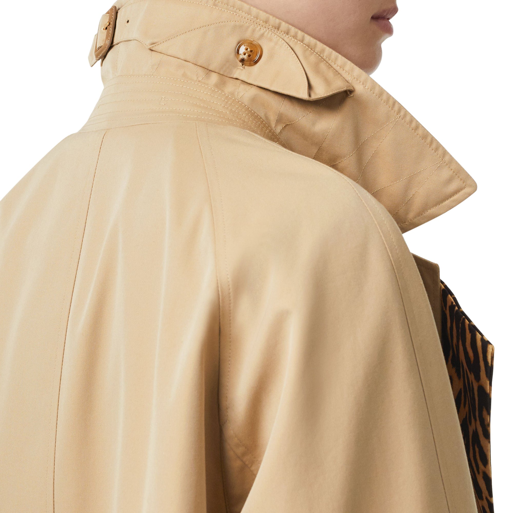HONEY Paletot en gabardine de coton avec doublure à imprimé léopard