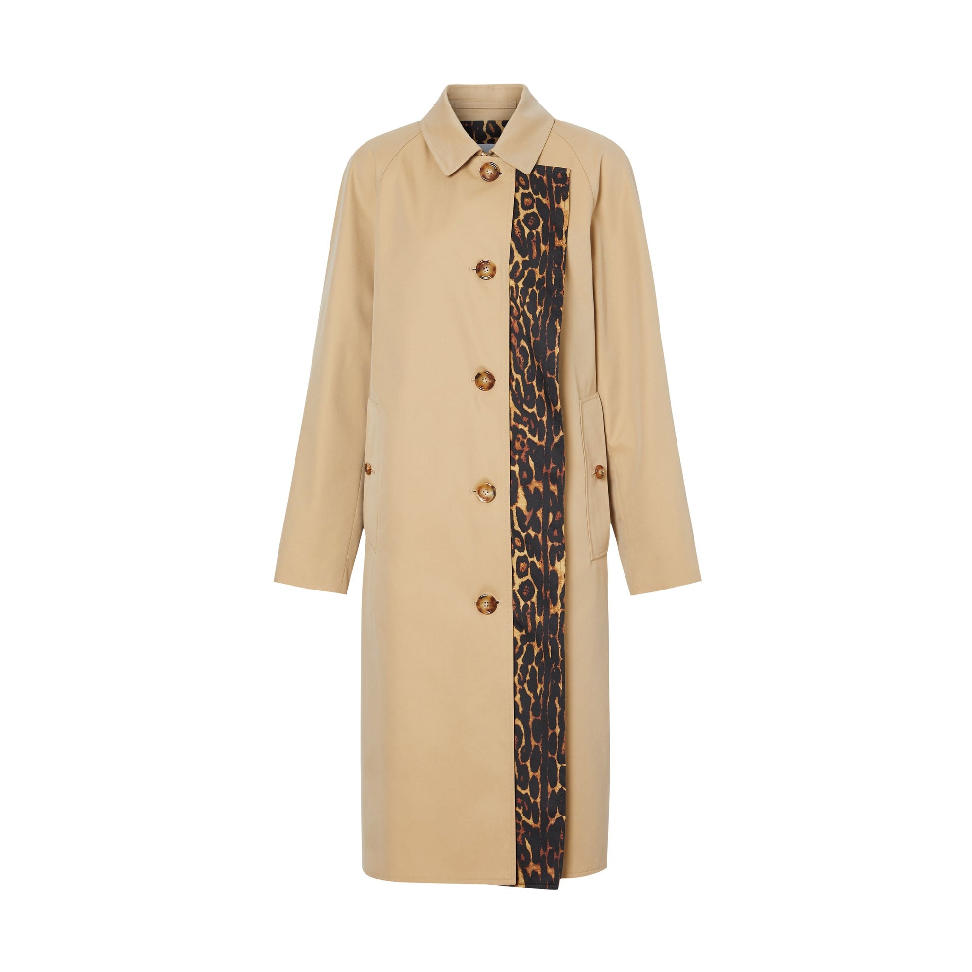 HONEY Paletot en gabardine de coton avec doublure à imprimé léopard