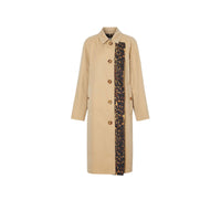 Paletot en gabardine de coton avec doublure à imprimé léopard - Miel