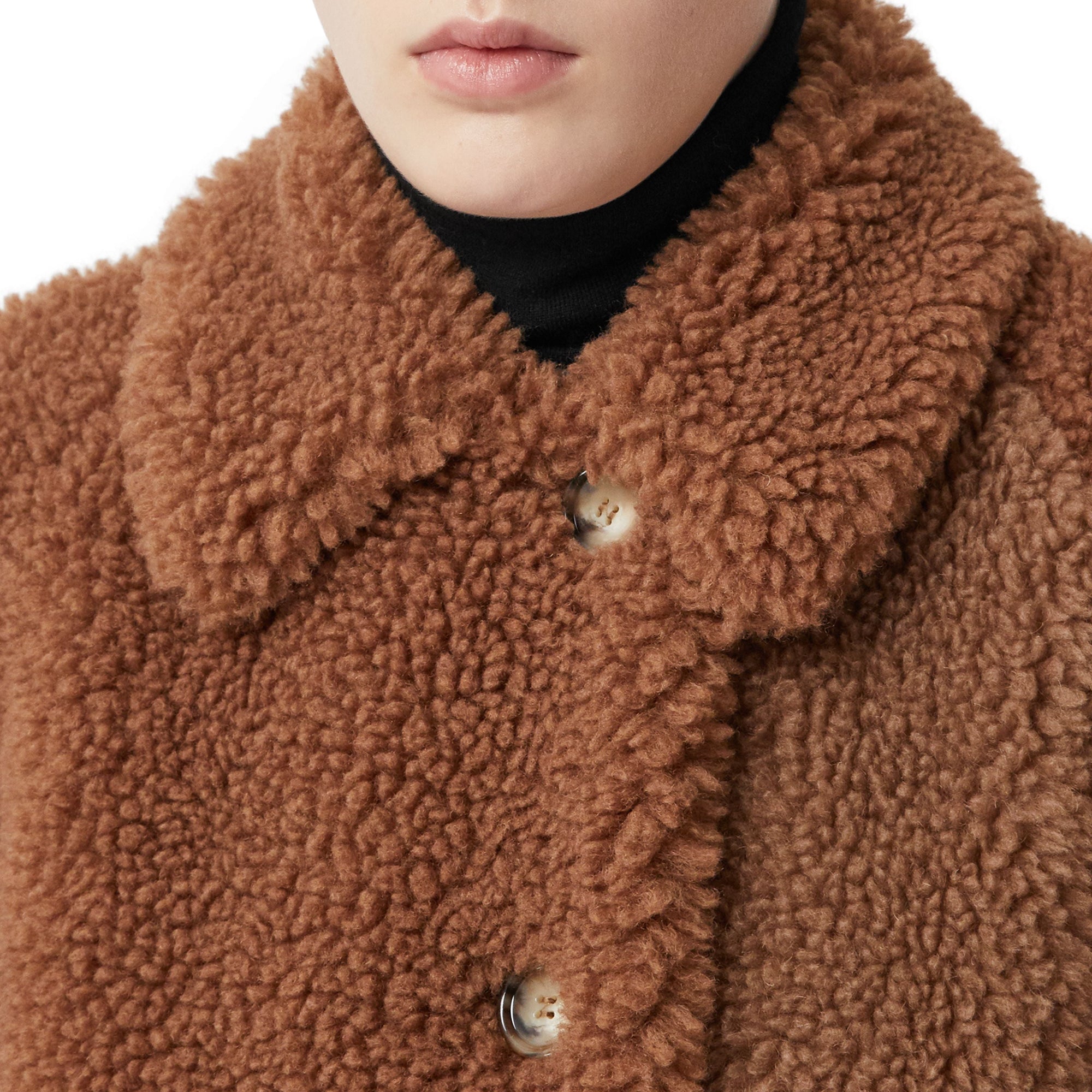Manteau en faux shearling et poil de chameau mélangés - Marron