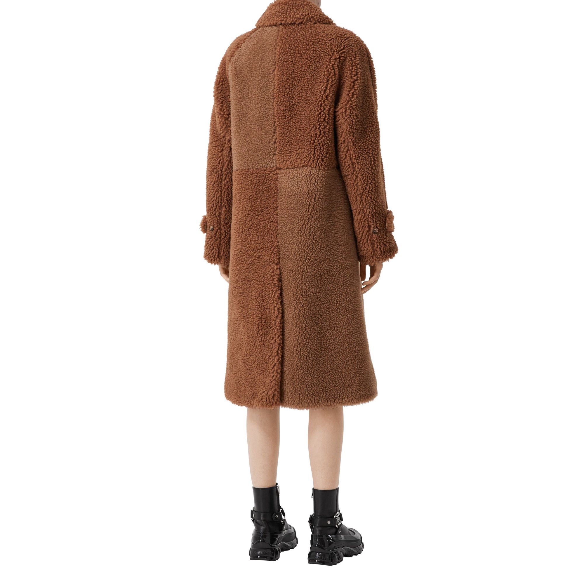Manteau en faux shearling et poil de chameau mélangés - Marron
