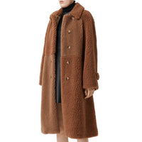 Manteau en faux shearling et poil de chameau mélangés - Marron