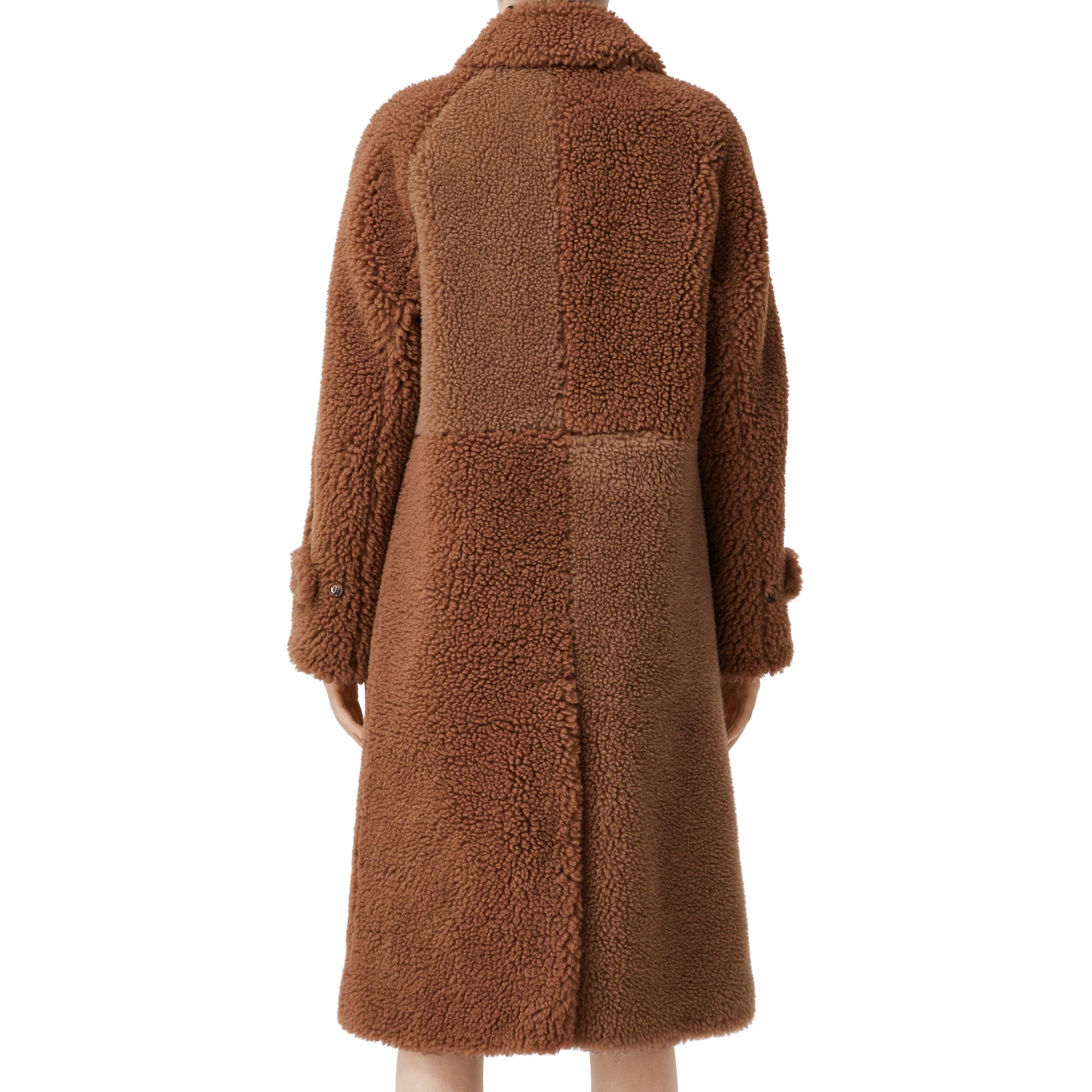 Manteau en faux shearling et poil de chameau mélangés - Marron