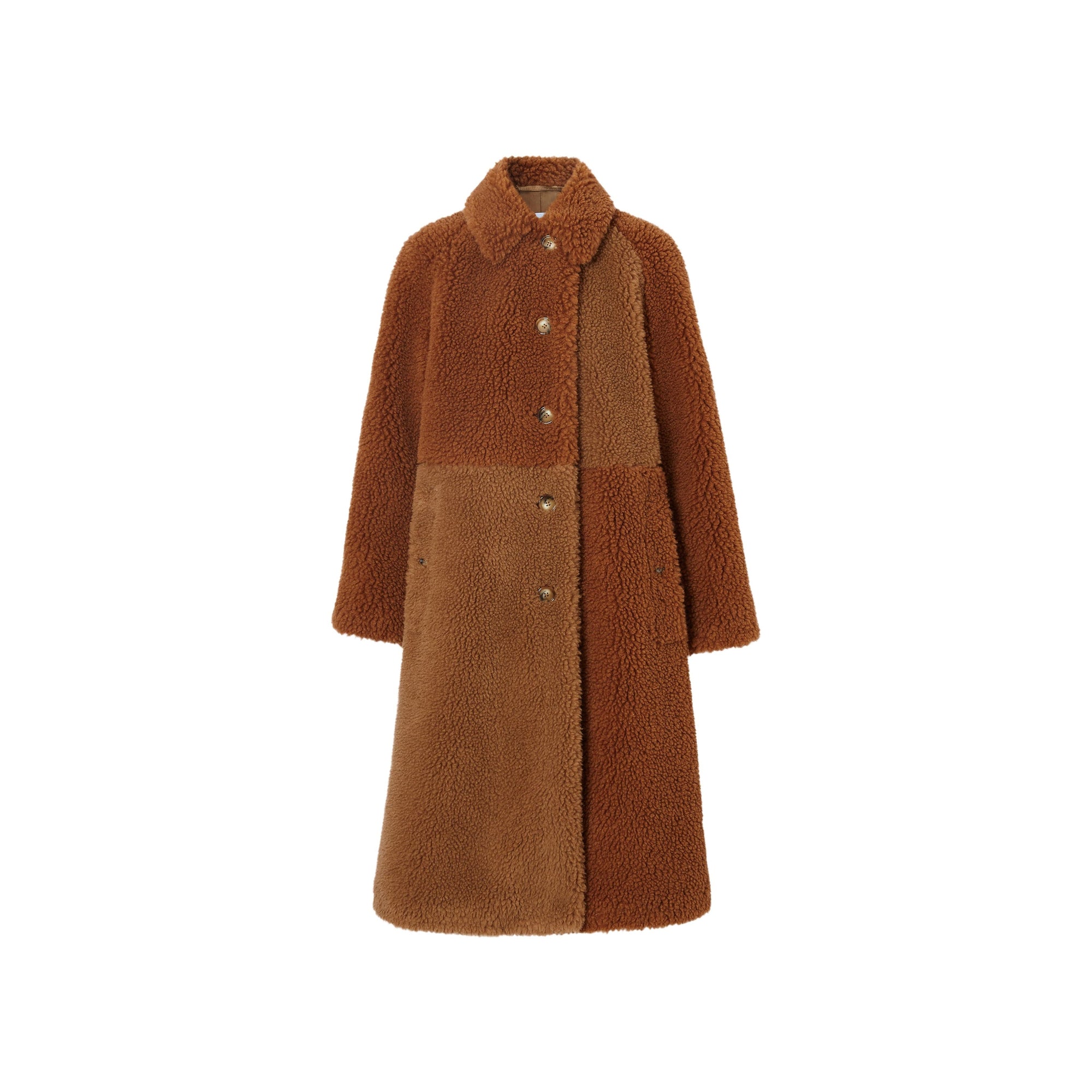 Manteau en faux shearling et poil de chameau mélangés - Marron