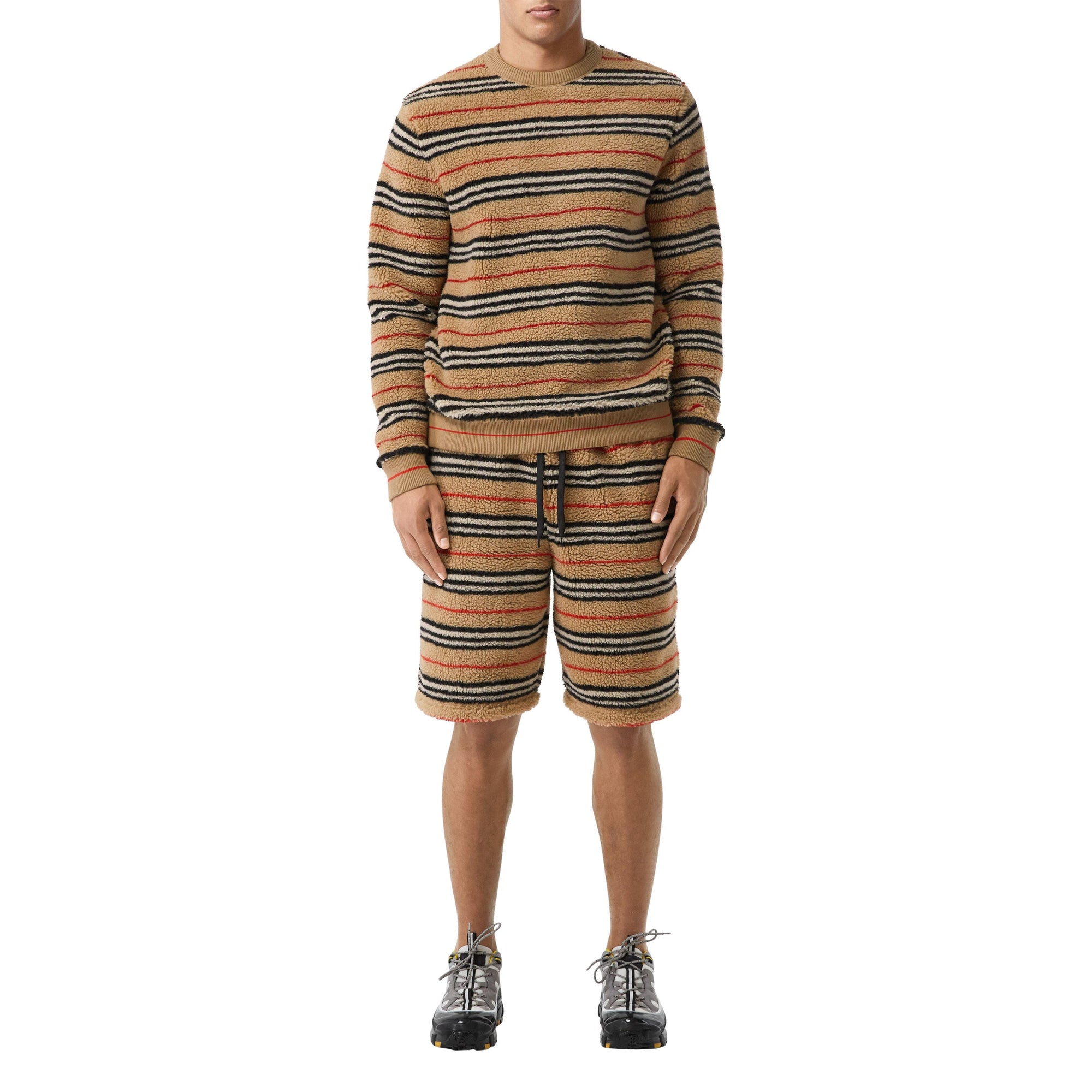 ARCHIVE BEIGE IP S Short à cordon de serrage molletonné à rayures iconiques