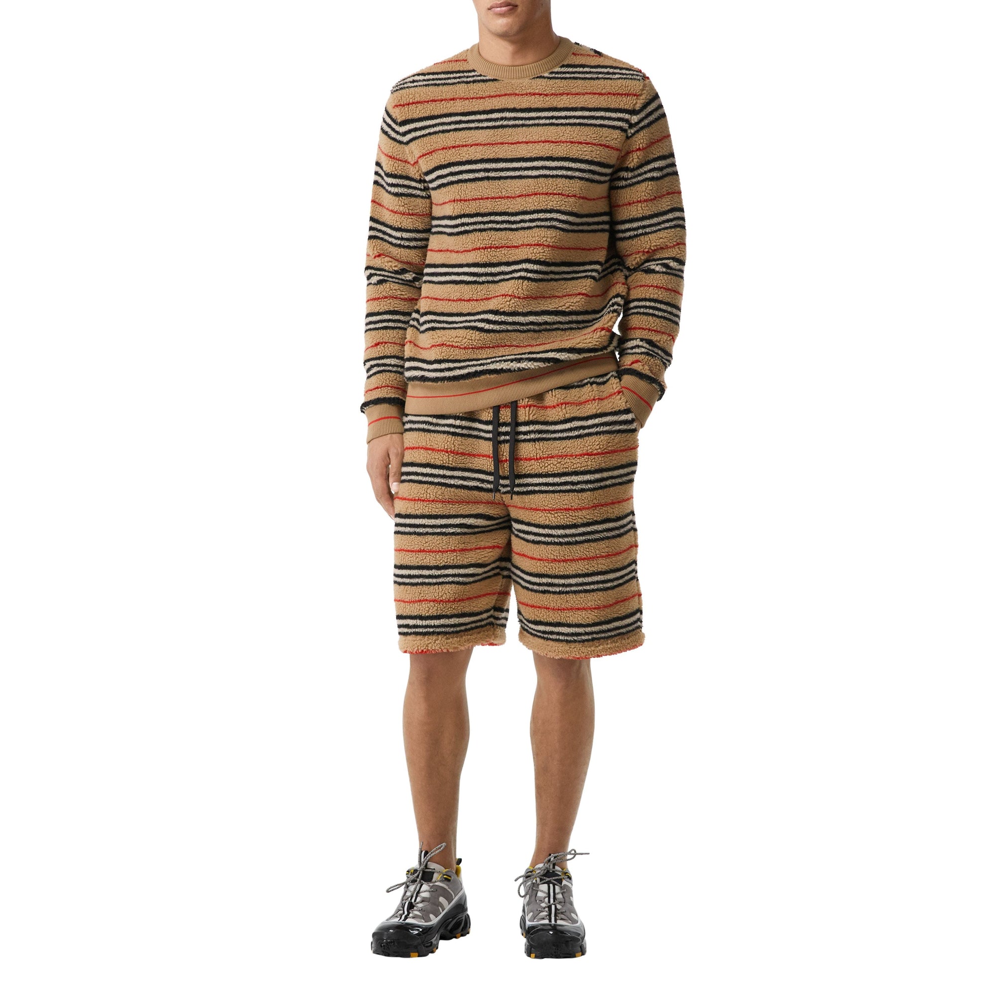 ARCHIVE BEIGE IP S Short à cordon de serrage molletonné à rayures iconiques
