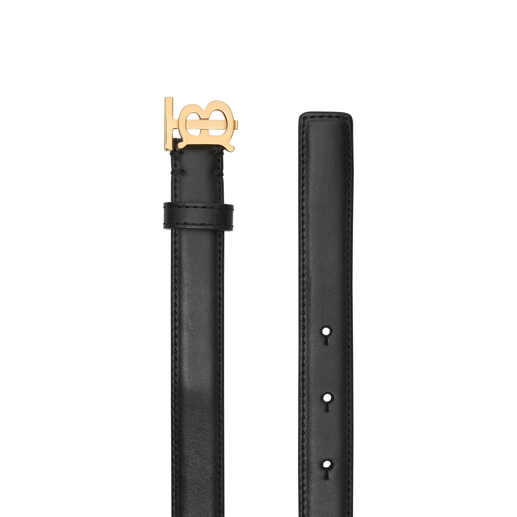 BLACK/LIGHT GOLD Ceinture en cuir Monogram