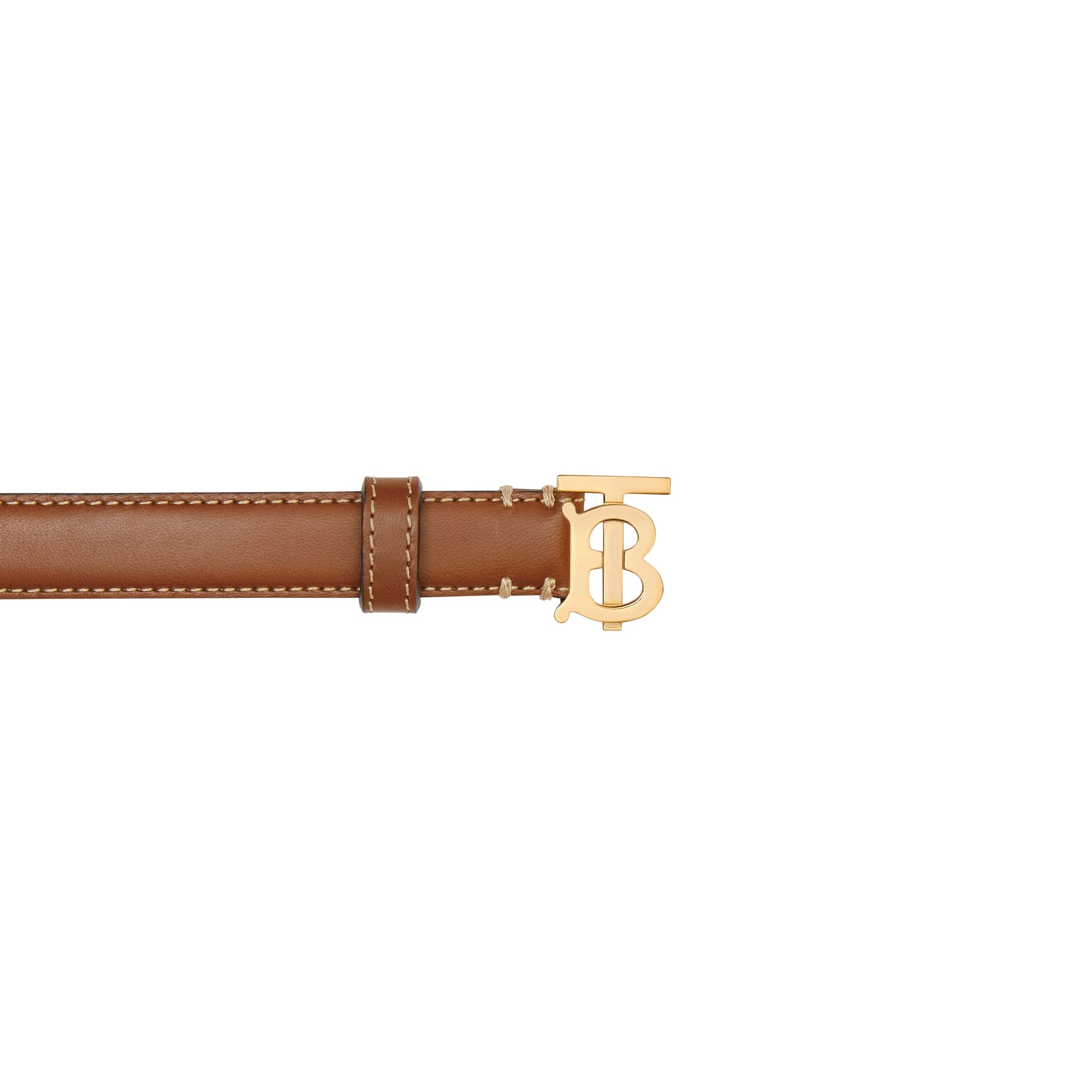 TAN/LIGHT GOLD Ceinture en cuir surpiqué Monogram