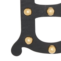 Bijou alphabet « B » en cuir clouté - Noir & Or Clair