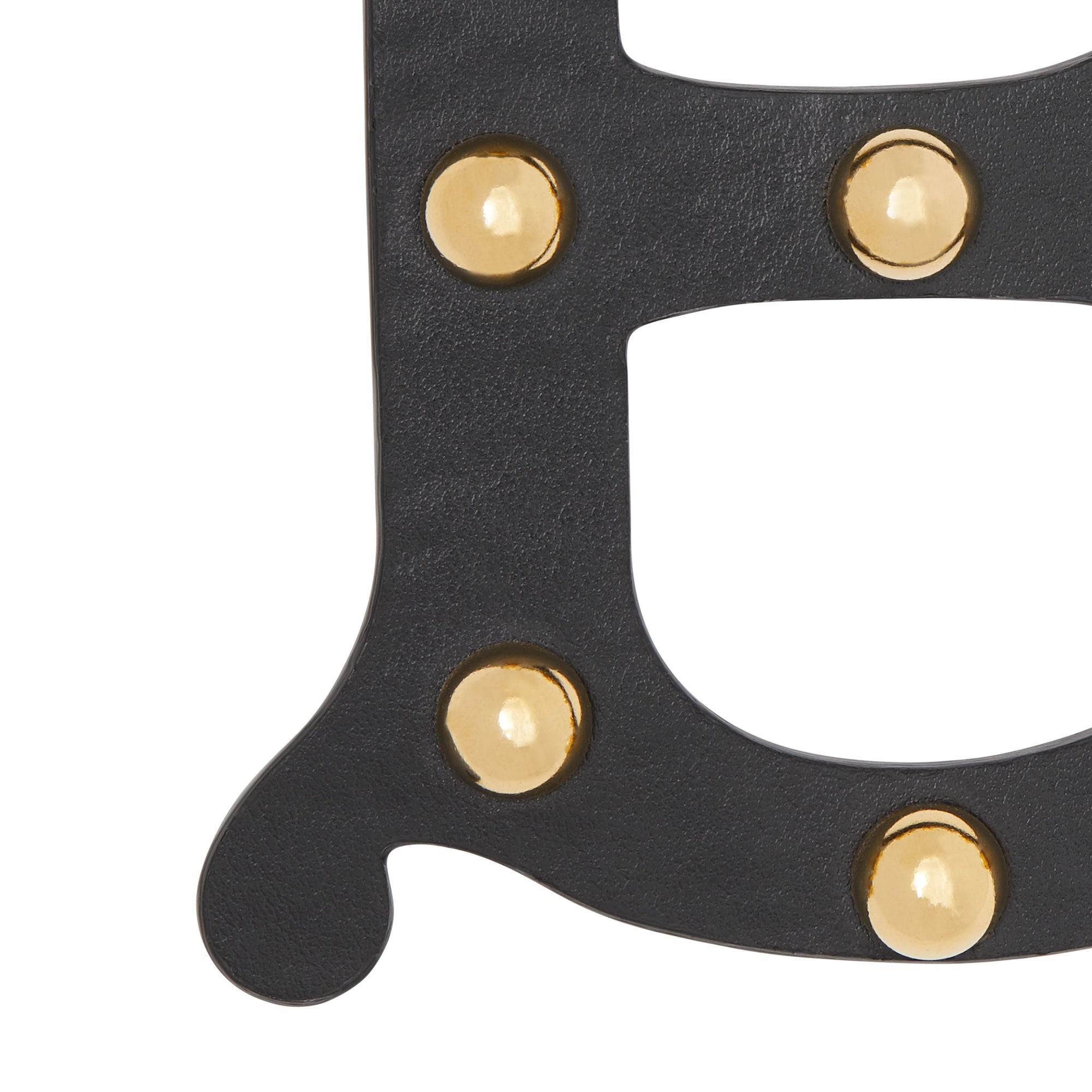Bijou alphabet « b » en cuir clouté - Noir & or clair