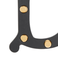 Bijou alphabet « D » en cuir clouté - Noir & Or Clair