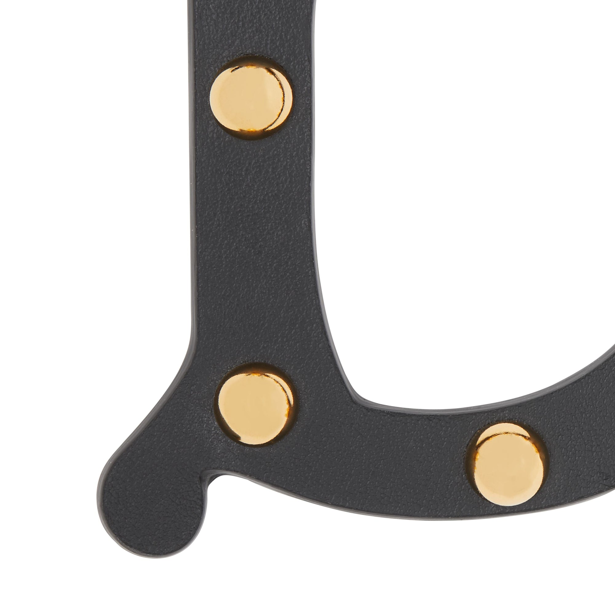 Bijou alphabet « D » en cuir clouté - Noir & Or Clair