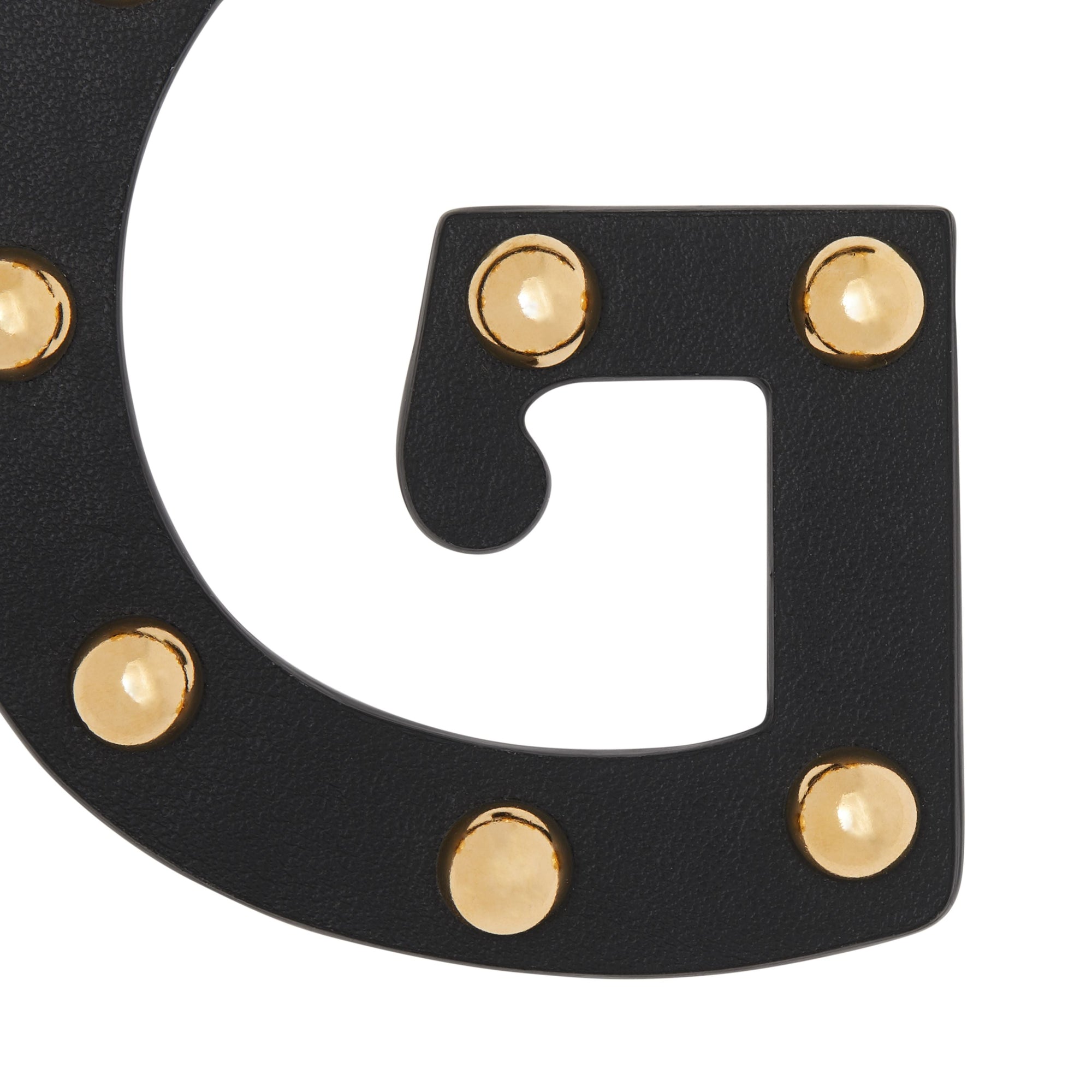 Bijou alphabet « G » en cuir clouté - Noir & Or Clair