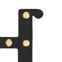 Bijou alphabet « H » en cuir clouté - Noir & Or Clair