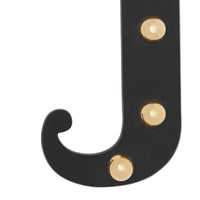Bijou alphabet « J » en cuir clouté - Noir & Or Clair
