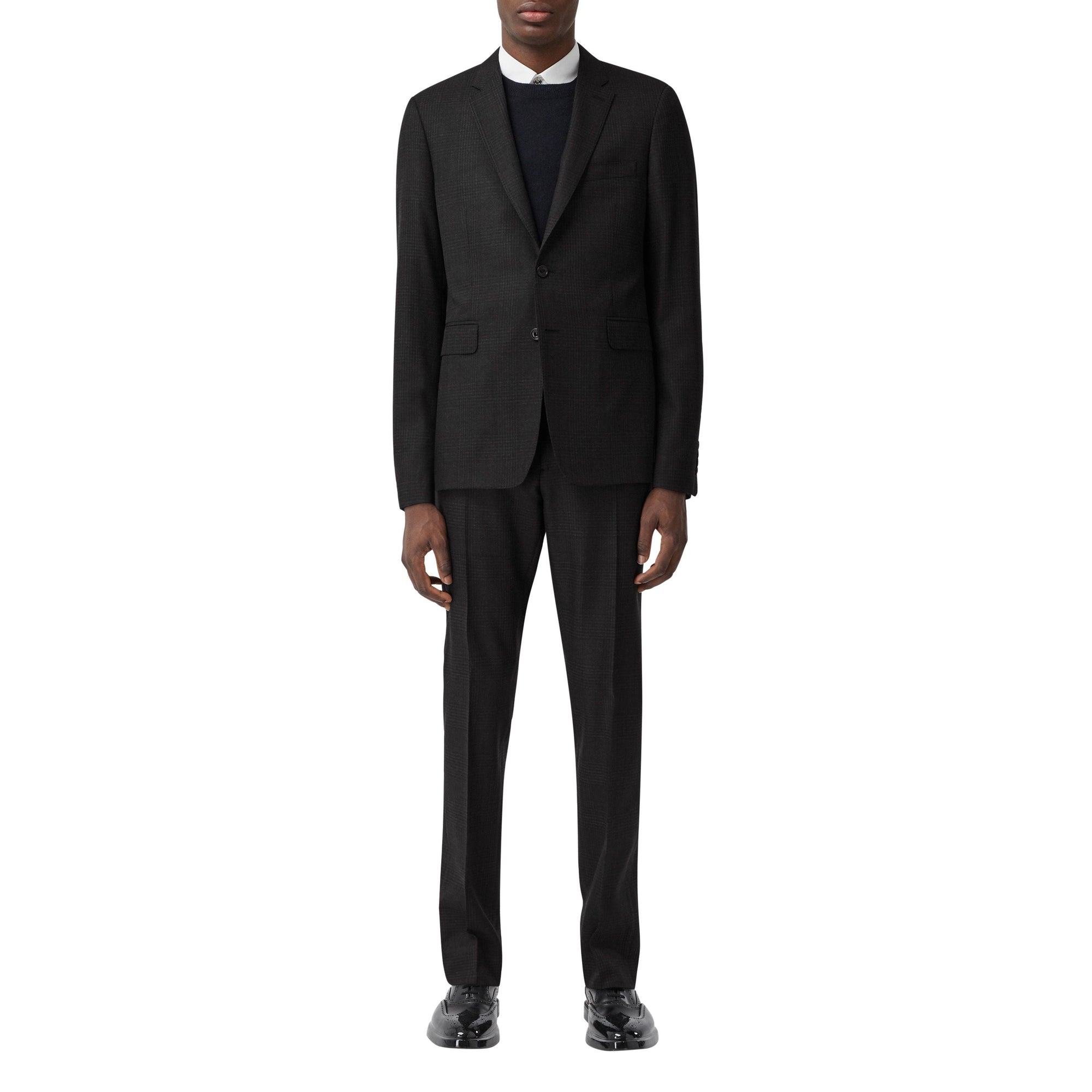 DARK GREY Costume slim en laine check Prince de Galles