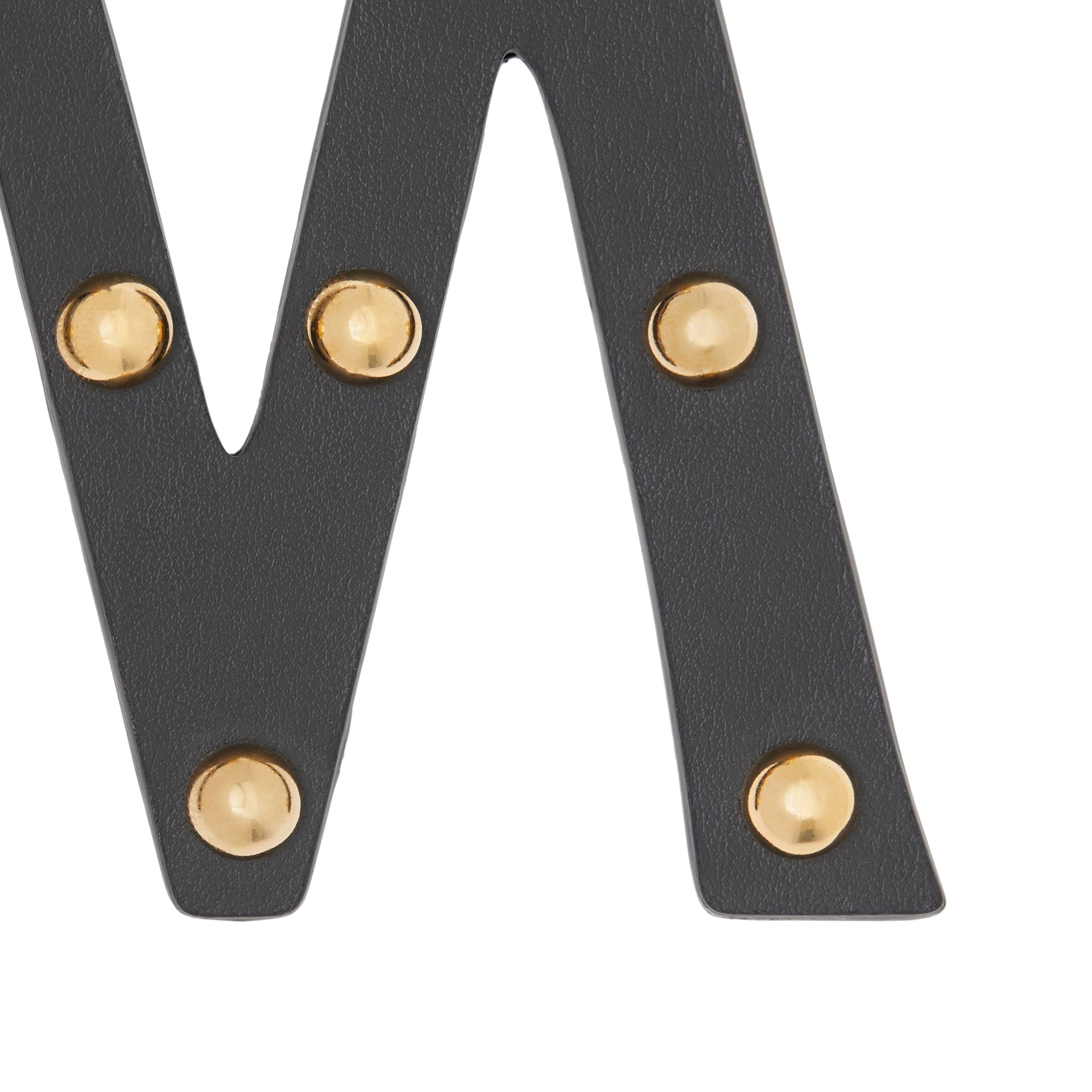 Bijou alphabet « M » en cuir clouté - Noir & Or Clair
