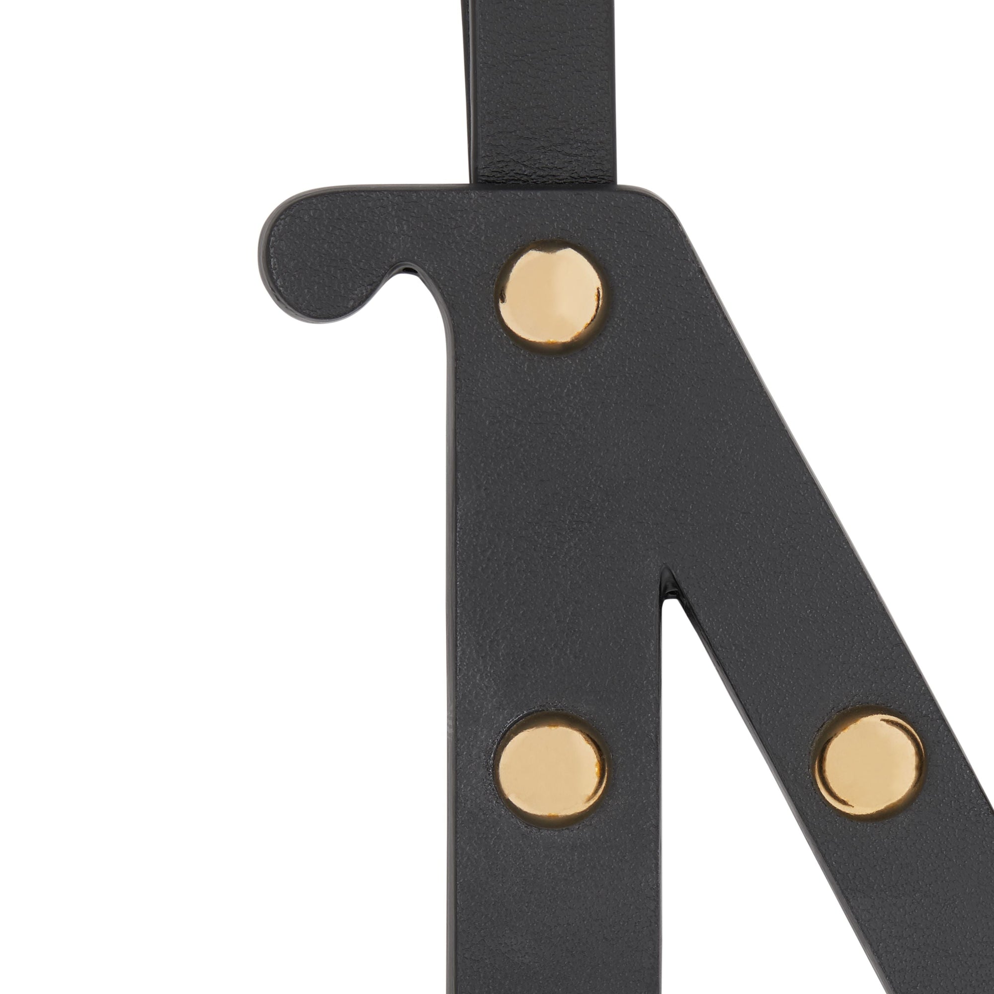 Bijou alphabet « N » en cuir clouté - Noir & Or Clair