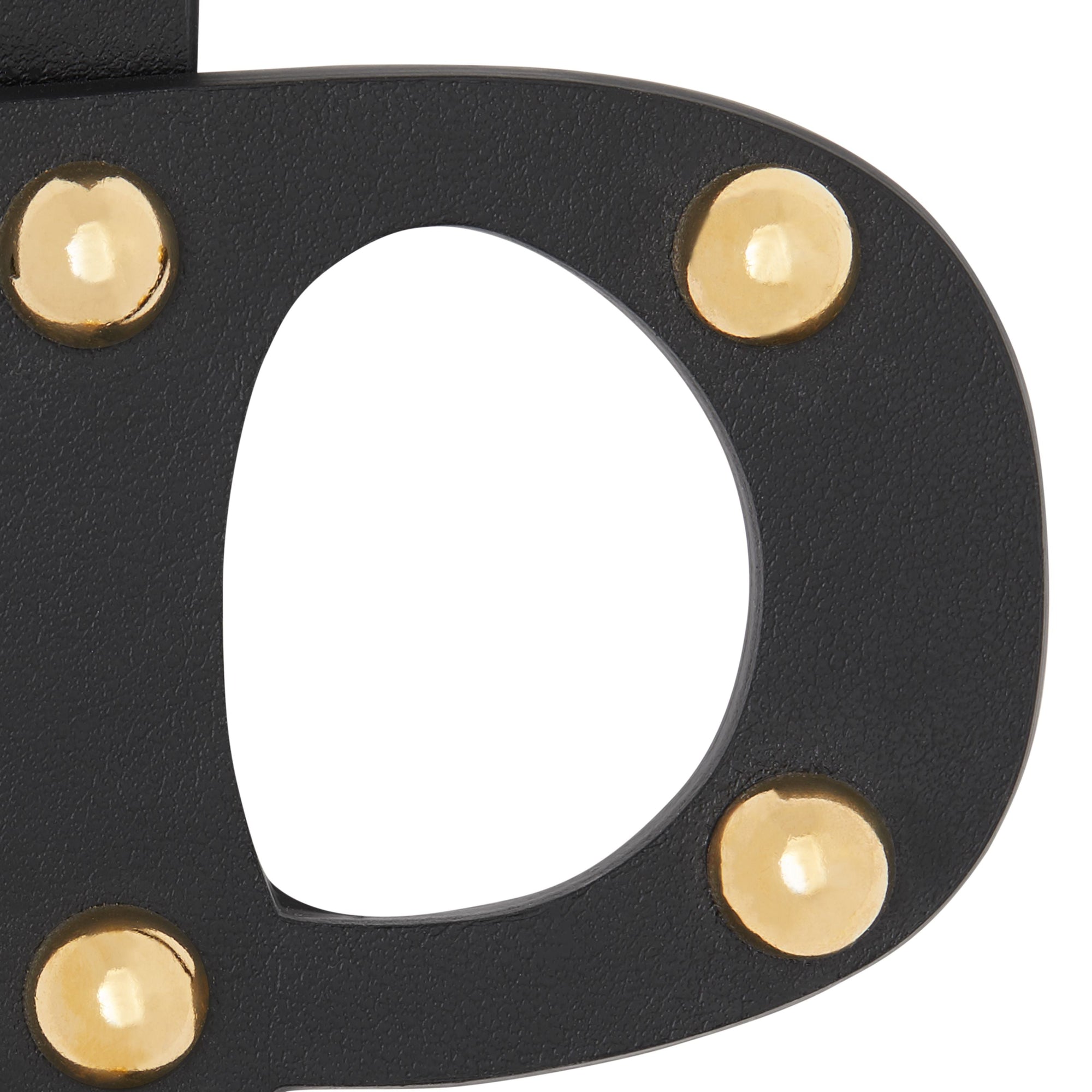Bijou alphabet « P » en cuir clouté - Noir & Or Clair