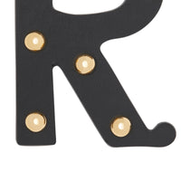 Bijou alphabet « R » en cuir clouté - Noir & Or Clair
